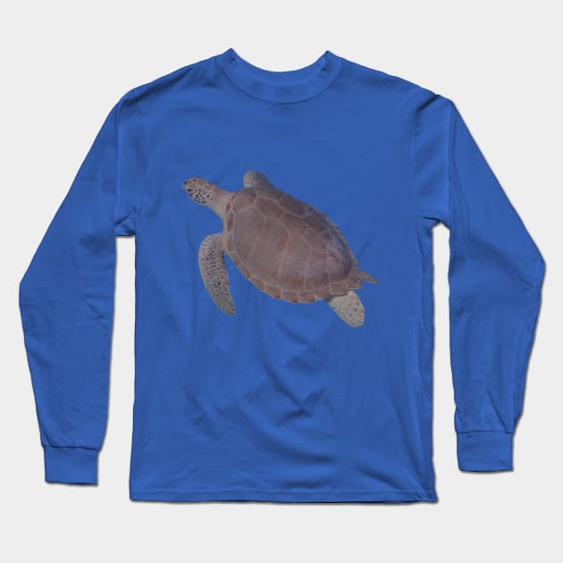 Real turtle swimming T-shirt, photo printed on the front Long Sleeve T-Shirt by impact_clothes